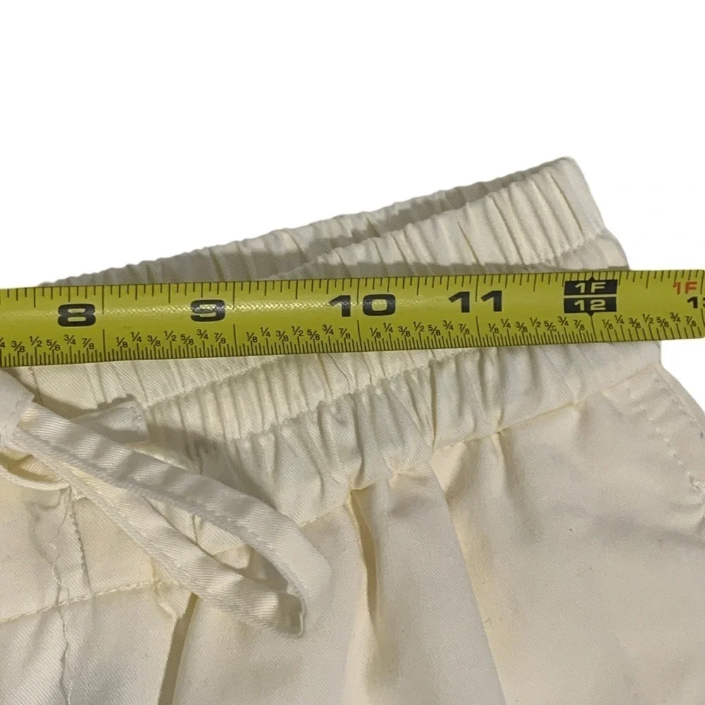 COS Linen Tie Waist Straight Leg Pants Side Slit Pocket Minimalist Neutral Sz 4